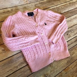 Ralph Lauren Polo Light Pink Cable Cardigan 4T